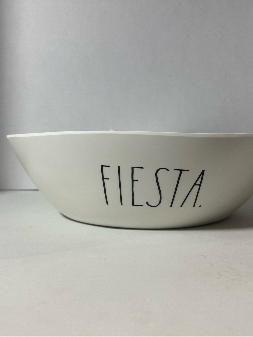 Rae Dunn White Ceramic Bowl with Black 'FIESTA' Lettering